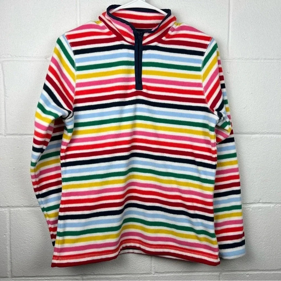 Colorful Land’s End Fleece & Fuzzy 3/4‎ Zip Striped Jacket Size Youth XL - Picture 1 of 8